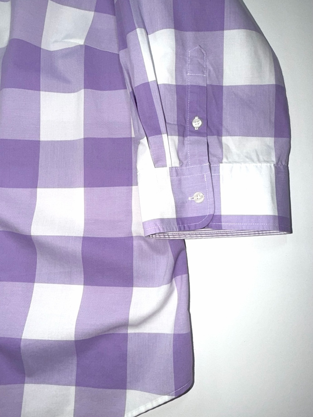 Chaps NO IRON 100% Cotton Button Up Shirt 3/4 Sleeve Purple White Womens Sz 1X - Picture 6 of 11